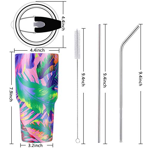 2PCS 30oz Stainless Steel Insulated Tumbler Travel Mug with Straw Slider Lid, Cleaning Brush, Double Wall Vacuum