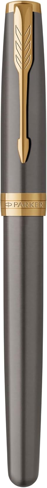 Parker Sonnet Fountain Pen Grey Lacquer Gold Trims Medium Nib Gift Box view 9