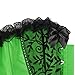 Womens Floral with Black Lace Trim Corset Satin Overbust Waist Cincher Bustier, Green, M/Natural waist:26-27inch