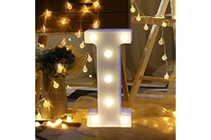 Amzure LED Letter Lights Sign I Light Up Letters Sign for Night Light Wedding Birthday Party Battery Powered Christmas Lamp Home Bar Decoration (I)