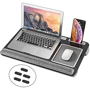 AboveTEK Lap Desk, Home Office Laptop Desk with Tablet, Pen & Phone Holder, Computer Lap Desk Fits up to 17″ Notebook, MacBook, Laptop Holder with Mouse Pad, Wrist Pad, Non-Slip Mat