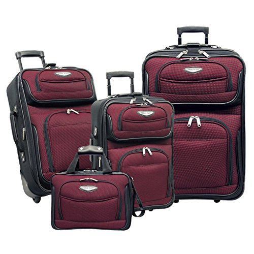Traveler's Choice Amsterdam 4-Piece Luggage Set, Burgundy