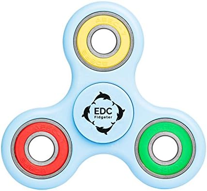 EDC Fidgeter Light Blue Fidget Spinner Prime Quality. Cool Rainbow Hand &amp; Finger Spinner. Stress Toy For Anxiety, Autism &amp; ADHD. Best Cheap Tri Figit Spinner. Ceramic Figet For Fidgeting