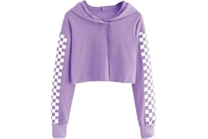 Imily Bela Kids Crop Tops Girls Hoodies Cute Plaid Long Sleeve Fashion Sweatshirts