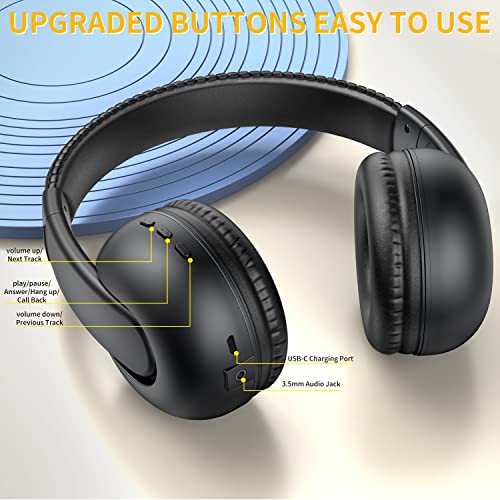 BL-006 Over Ear Rechargeable Bluetooth Headphones with DEEP BASS, Wireless HI-FI Stereo,Wired HEADSETS with MIC for Cellphone PC Tablet Travel Home and Office