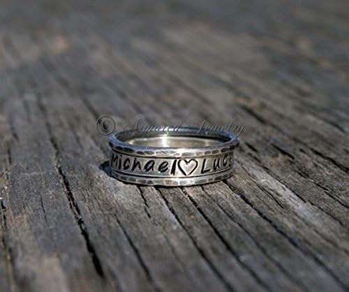 Personalized Stacker Set of 3 Textured Hammered Sterling Silver Rings - Stacker - Stacking - Stack ring - Custom - Customized - Name Jewelry