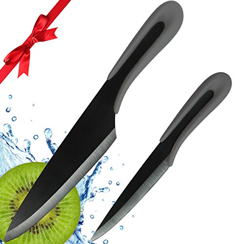 Ceramic Knife by Vesper's Kitchen 2 Piece Ceramic Kitchen Knife Set, Black Ceramic Knives, a 6" Ceramic Chef K