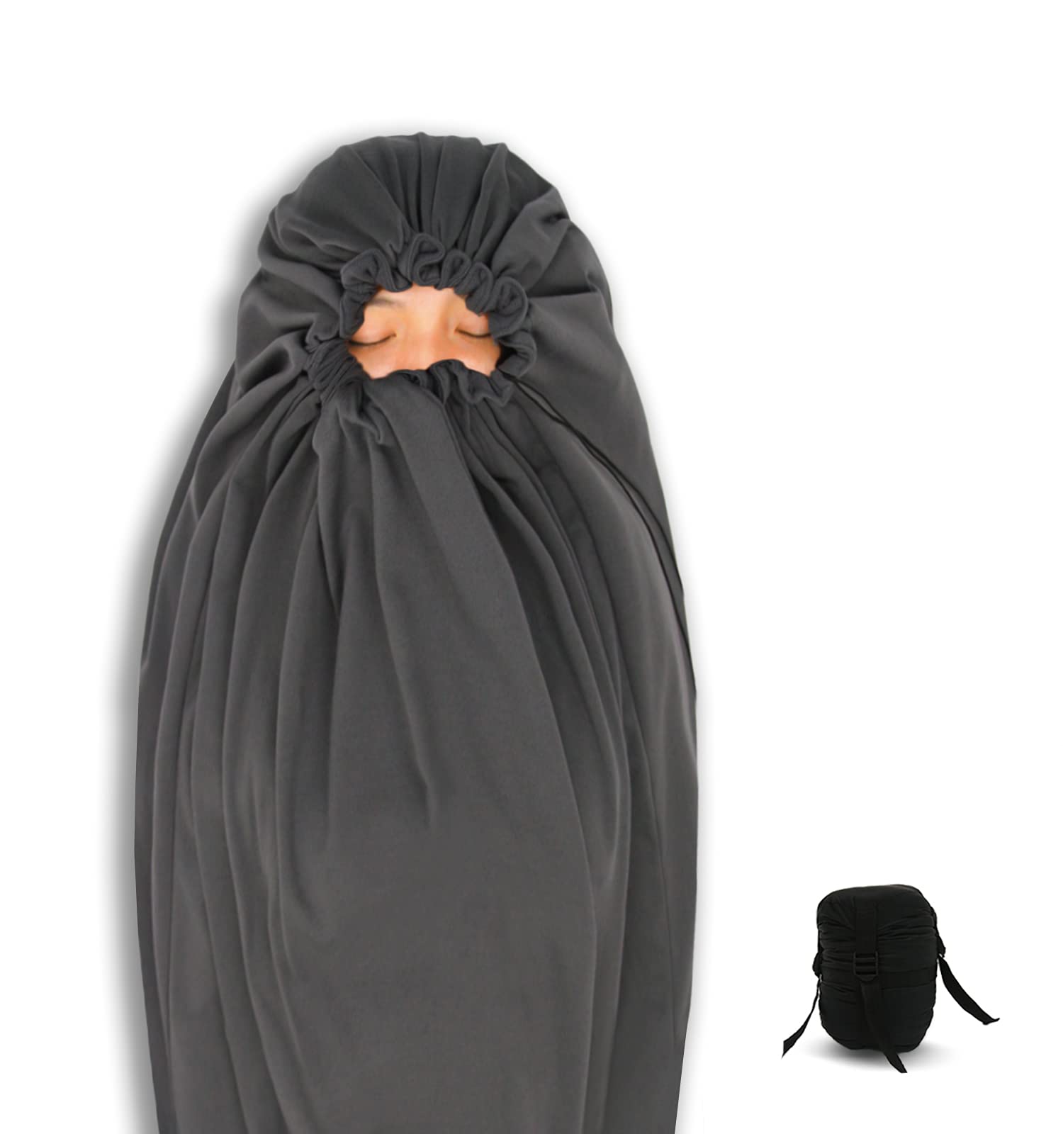 Litume All Season Sleeping Bag Liner Adds Up to 15°C/ 27°F, Compressible and Lightweight Mummy Sleeping Sack for Backpacking, Camping (No Zipper/Compression Sack)