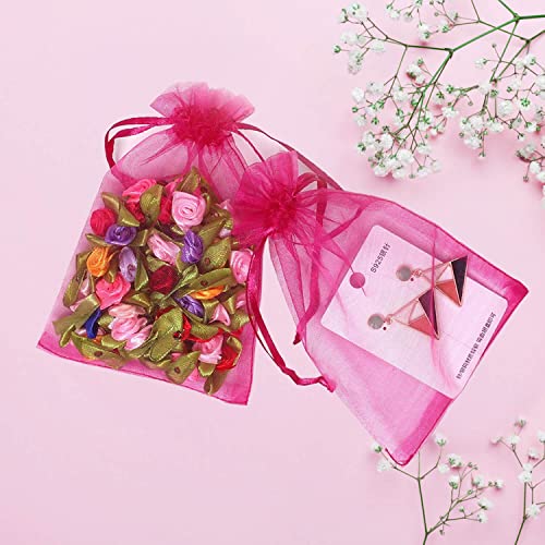 Dealglad 100Pcs Organza Bags 3x4 inches, Sheer Jewelry Bags Drawstring