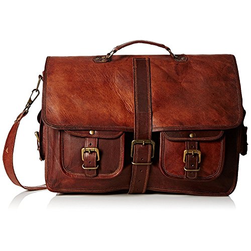 Vintage leather 16   unisex cross-body laptop messenger…