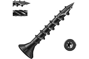 BNUOK #8 Deck Screws 1 Inch Exterior Decking Wood Screws Heavy-Duty Outdoor Torx Drive Head,Black Rust Resistant Epoxy Coated for Timber,Fence,T25 Star Bit (1Ib,199Pcs)