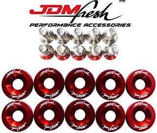 JDMFresh - CNC Billet Aluminum Engine Bay Fender Washer Bolt Dress Up Kit For 8mm (red)