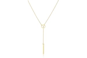 Tewiky Lariat Necklace for Women, Dainty Long Necklaces 14k Gold Plated Heart Pearl CZ Teardrop Pendant Necklace Simple Drop Necklace Trendy Y Necklace Fashion Jewelry for Women