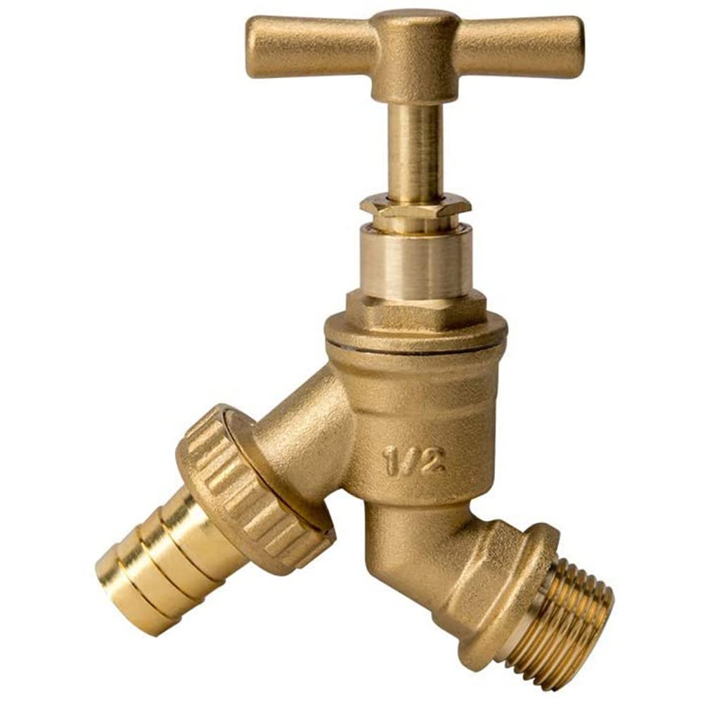 Brass Outside Tap - 1/2" BSP Garden Hose Bib, Double Check Valve, Tested to 10 Bar, for Irrigation