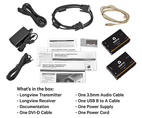Vertiv Avocent LV 4010P High-Performance HD KVM Extender Kit with Receiver & Transmitter, VGA, Single Monitor, Extend up to 50 m. / 164 ft. (4010P)