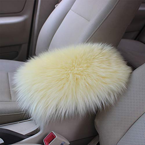 Auto Center Console Fluffy Cover Armrest Pad Warm Winter Plush Arm Rest Seat Box Cushion Cover Protector Faux Fur for Universal Car Vehicle(Pink)
