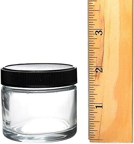 Glass Eighth Jars (6 Pack) - Smell Proof and Air Tight Medical Marijuana Containers/Cannabis Warning Labels Included