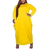 Tycorwd Women's Plus Size Casual Maxi Dresses Short Sleeve Loose Beach Dress Sundress with Pockets