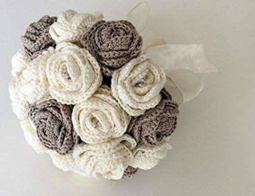 Crochet Rose Bridal Bouquet with Diamantes Customizable