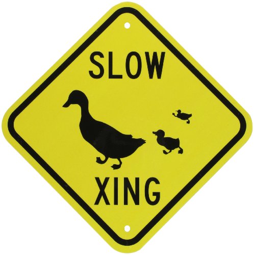 SmartSign 3M Engineer Grade Reflective Sign, Legend "Slow Xing" with Graphic, 12" diamond , Black on Yellow