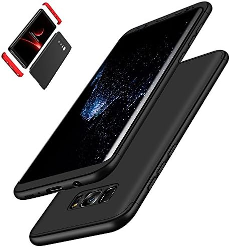Galaxy S8 Plus Case, I VIKKLY [3 in 1] Embed Ultra-Thin Slim Hybrid PC [Hard] Cover 360 Degree Full Protection Matte Case with Full Coverage Screen Protector for Samsung Galaxy S8 Plus (Black)