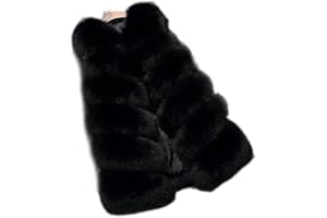 FOLOBE Womens' Winter Warm Faux Fur Vest Coat Jacket Sleeveless Fluffy Waistcoat Mid-Length Design Vest