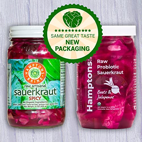 Hamptons Brine Raw Probiotic Sauerkraut Beets & Jalapenos. Rich in