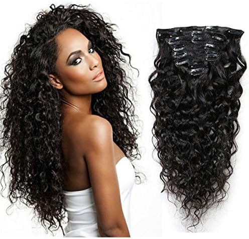 Choshim Hair Brazilian Remy Natural Wave Hair African American Clip In Human Hair Extensions No Split 120g/Set(Natural Wave,18inches)
