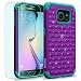 Samsung Galaxy S6 Edge / G925 Case, INNOVAA Fashion Studded Rhinestone Armor Case W/ Free Screen Protector & Stylus Pen - Purple