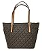 Michael Kors Jet Set Item Large East West Signature Top Zip PVC Tote (Brown/Acorn)