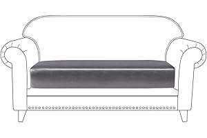 ANMINY PU Leather Sofa Couch Seat Cushion Covers Loveseat Stretchy Slipcover Anti-Slip Super Soft Furniture Protector with Elastic Bottom (2 Seater, Gray)