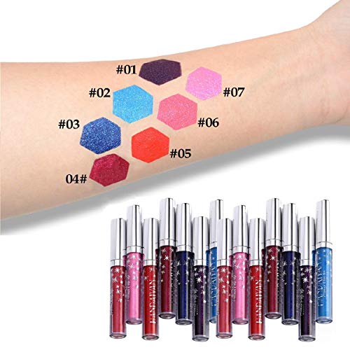 Coosa 7 Colors Glitter Shimmer Flip Lip Gloss Set Nonstick Cup