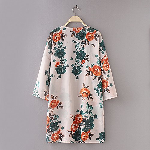HTDBKDBK Women Causal Loose Half Sleeve Summer Chiffon Floral Kimono Shawl Chiffon Cardigan Gray