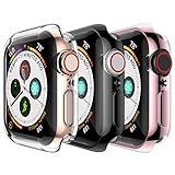 [3 Pack] L K Case for Apple Watch 40mm Series 4 with Built-in TPU Screen Protector All-Around Ultra-Thin Protective Case HD Clear TPU (Clear, Black, Rose Gold)