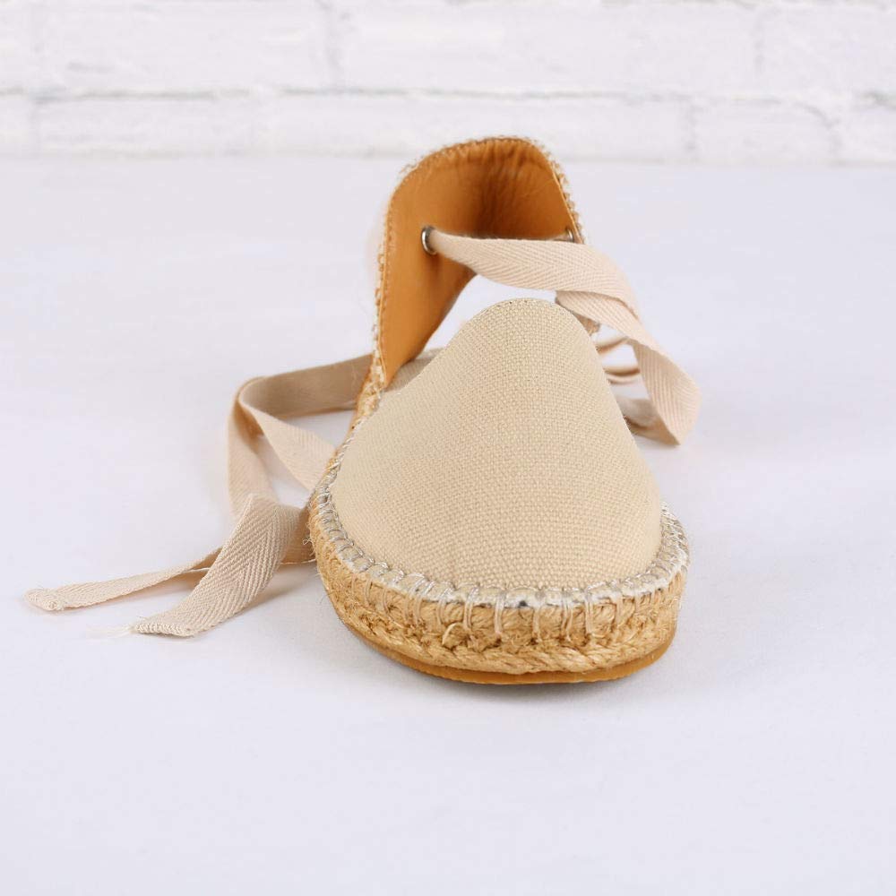 Women’s Lace up Platform Espadrilles Canvas Ankle Wrap Closed Toe Slingback D’Orsay Sandals - Image 4