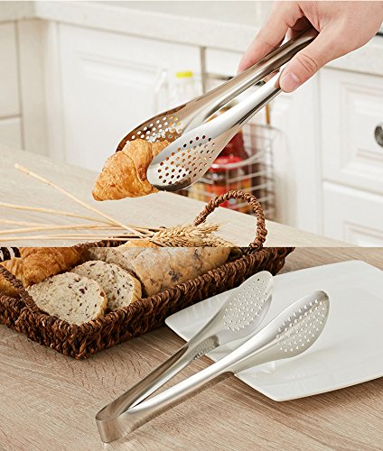 Stainless Steel Serving Tongs Salad Tongs BBQ Tongs Heavy Duty Cooking Tongs Food Tongs for Salad, Buffet Party Serving, Toast Bread, Ham, Frying, Barbecue, Pastry, Sandwichï¼ˆ3 Packï¼‰