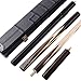CUESOUL 57 inch 3/4 Jointed Snooker Cue Set Handcraft -Rosewood Butt-Ash Shaft-Mini Extension-Telescopic Butt End Extension-Leatherette Black Case CSSC014