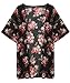 FANALA Bohemia Women Ethnic Floral Print Chiffon Long Kimono Top Blouse Cardigan (Black, X-Large)