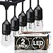 SUNTHIN Pack of 2 48ft LED String of Lights with 15 x E26 Sockets and Hanging Loops 18 x 0.9 Watt S14 Bulbs 3 Spares Indoor Outdoor String Lights Commercial String Lights Light Strings primary