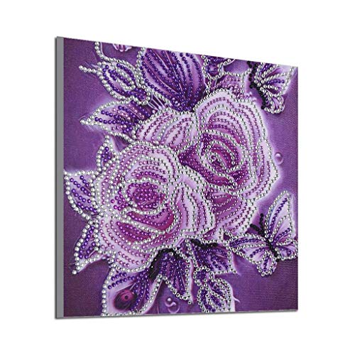 New Arrival!DEESEE(TM)Rose Special Shaped Diamond Painting DIY 5D Partial Drill Cross Stitch Kits Crystal Rhinestone of Picture Serial Diamond Embroidery Arts Craft (B)