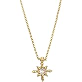 Gleezen Dainty Gold-Plated Moissanite Star Pendant Necklace, Crystal Center, Delicate Chain,simple necklace for women
