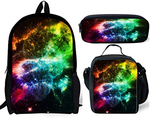 POLERO Colorful Fixed Star Printed Backpack, College Bookbag for Teen Girls/Women, Lightweight Shoulder Bag, Laptop Bag 3 PCS (Polyster)