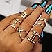 POYDORA ZhaoGe 5 pcs Big Vintage Bohemian Stack Rings V Rhinestone Joint Rings Knuckle Nail Ring Set for Women Girls