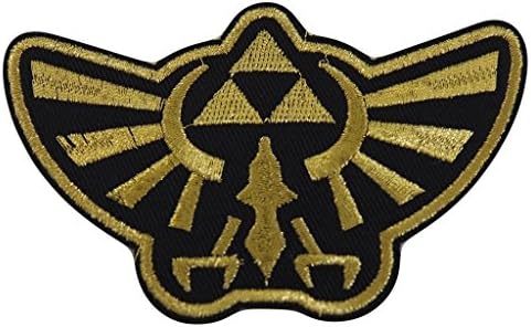 The Legend Of Zelda Series Trifoce Crest (Gold and Black) Embroidered Patch (2.5 inches tall by 4 inches wide)