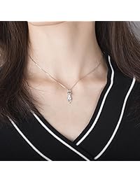 S.Leaf, Collar colgante de gato en plata esterlina sólida 925 mate