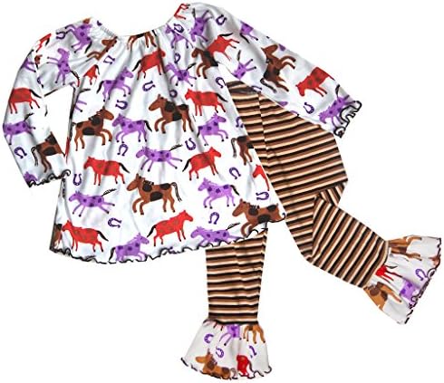 Cheeky Banana Little Girls Horse Print Tunic Top & Stripe Leggings Size 6 - Multi