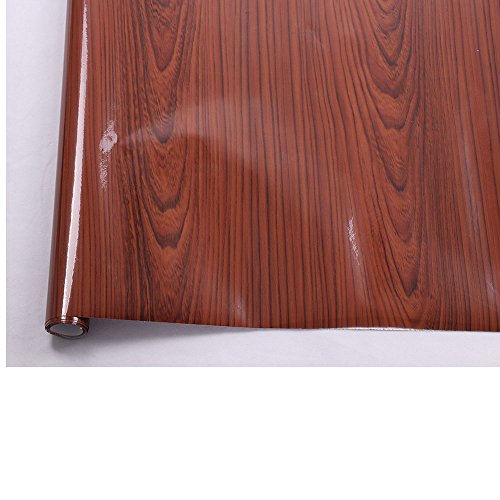 HOHO 124cmx30cm Gloss Wood Grain Textured Vinyl Wrap Self Adhesive Sticker Decal Car Interior Furniture Office