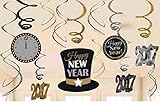 Amscan 2017 Value Pack Foil Swirl Decorations in Black, Silver & Gold - 1 pack