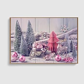 Framed Canvas Home Artwork Decoration Merry Christmas Canvas Wall Art for Living Room, Bedroom - 16x24 inches