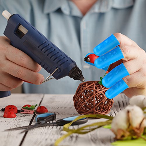 image for WXJ13 10 Pieces 5 Sizes Blue Silicone Hot Glue Gun Finger Protector Ca